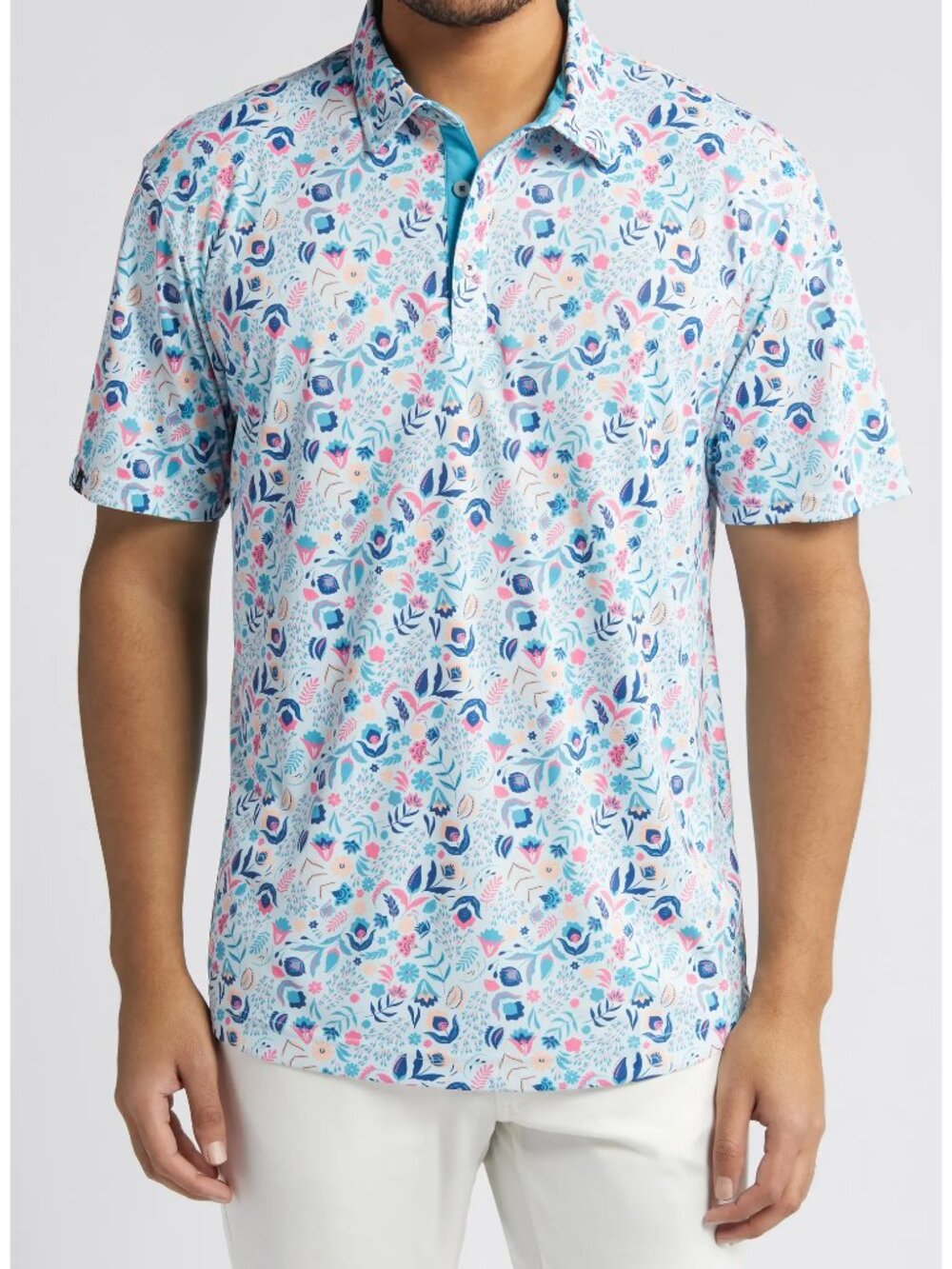 Swannies Golf Polo - Clyde - Floral Blue - Medium